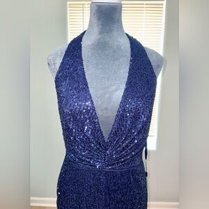 Mac Duggal Navy Sequin Gown